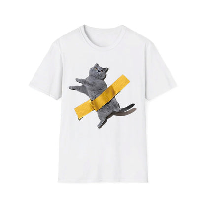 Funny Cat Taped to Wall Meme T-Shirt