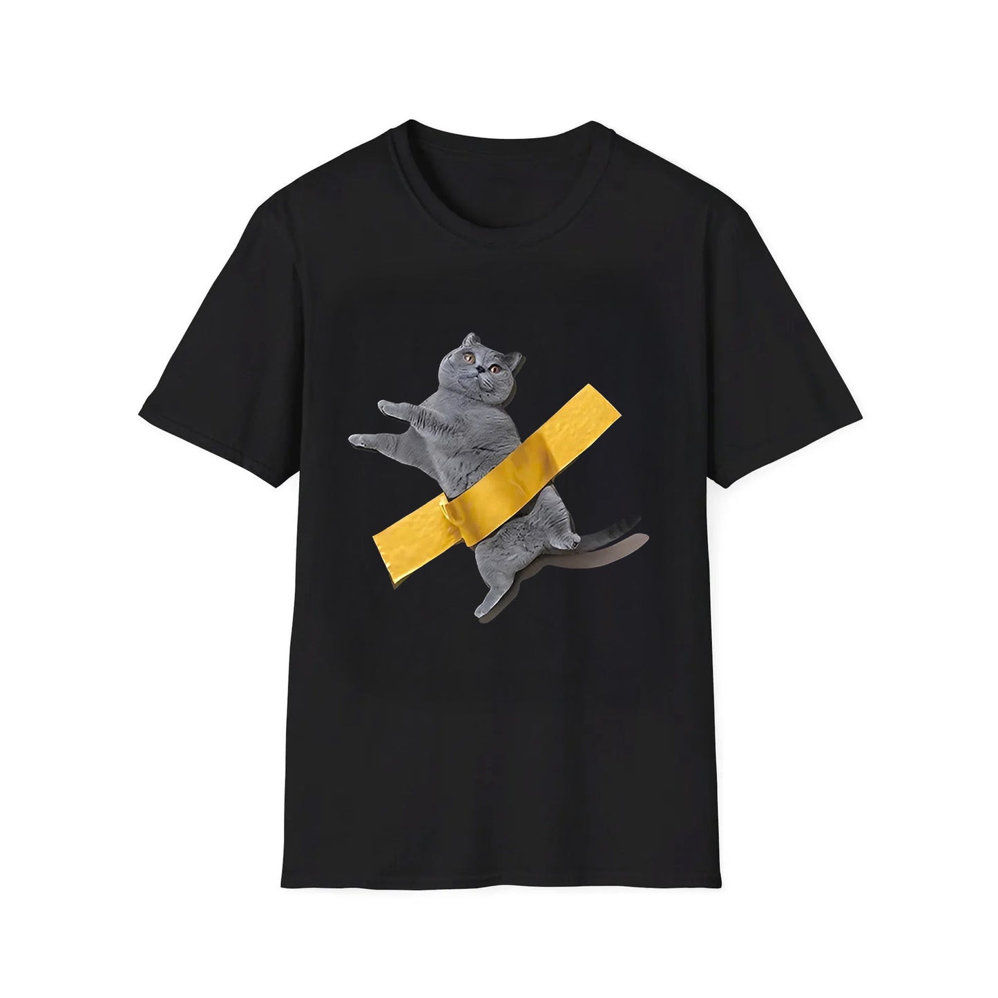 Funny Cat Taped to Wall Meme T-Shirt