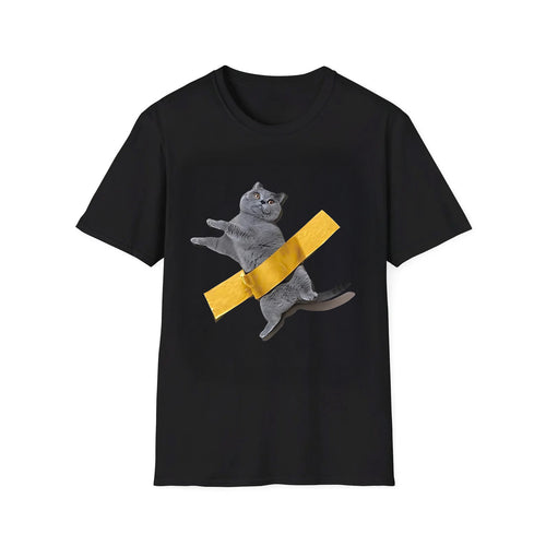 Funny Cat Taped to Wall Meme T-Shirt