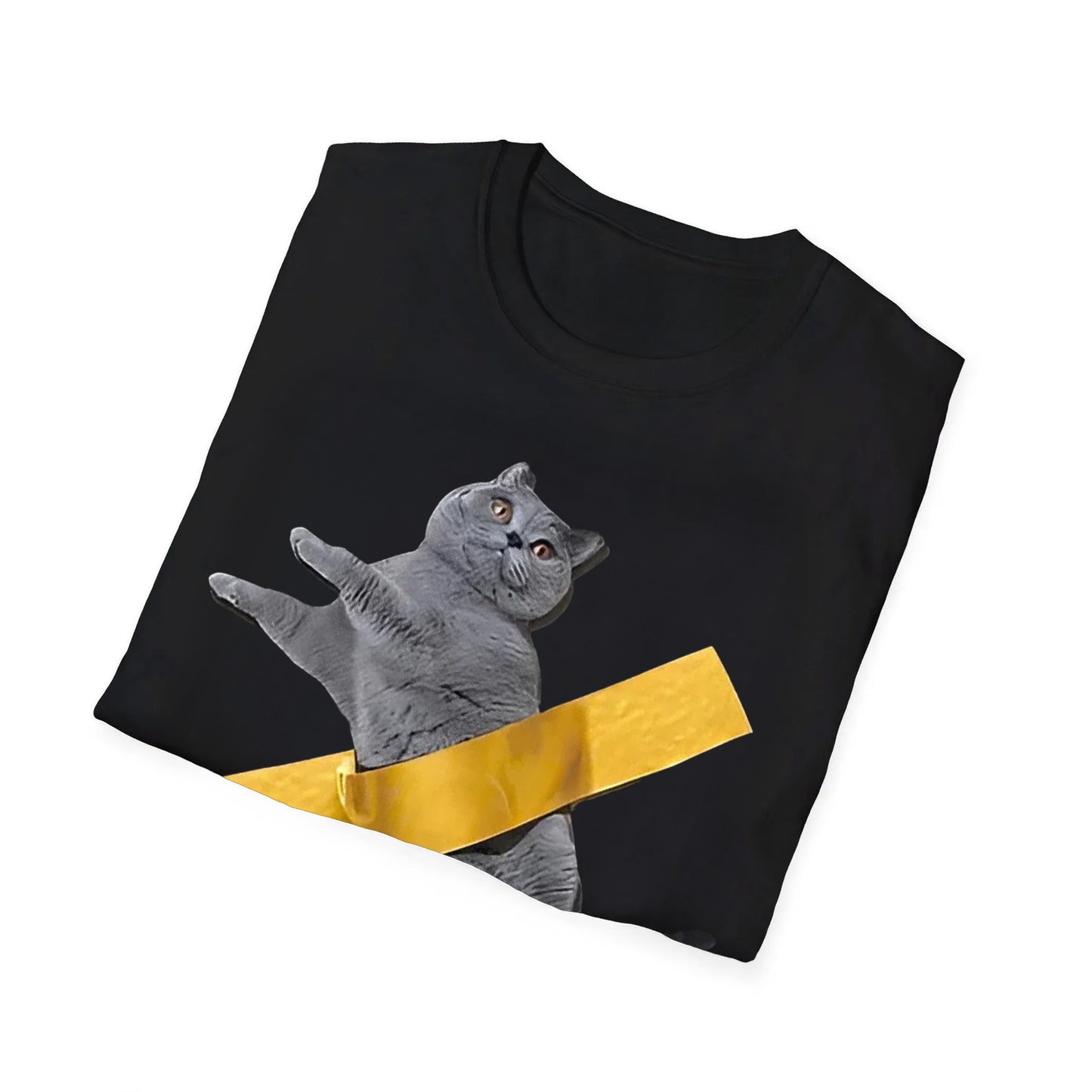 Funny Cat Taped to Wall Meme T-Shirt