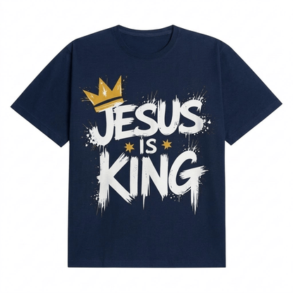 Jesus Is King Crown Logo Dark Green Tee