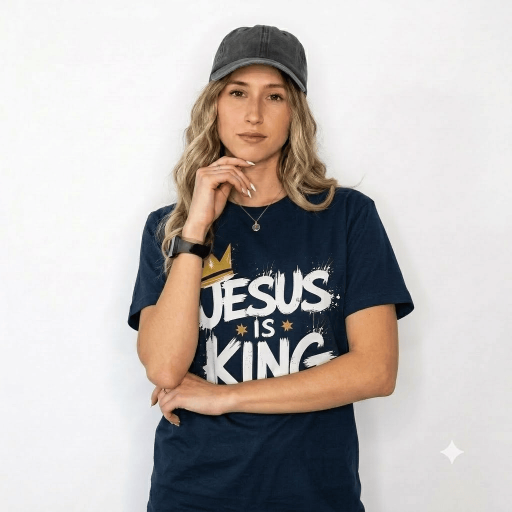 Jesus Is King Crown Logo Dark Green Tee