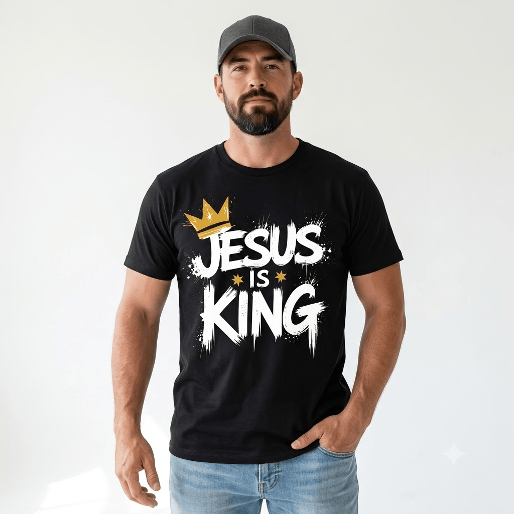 Jesus Is King Crown Logo Dark Green Tee