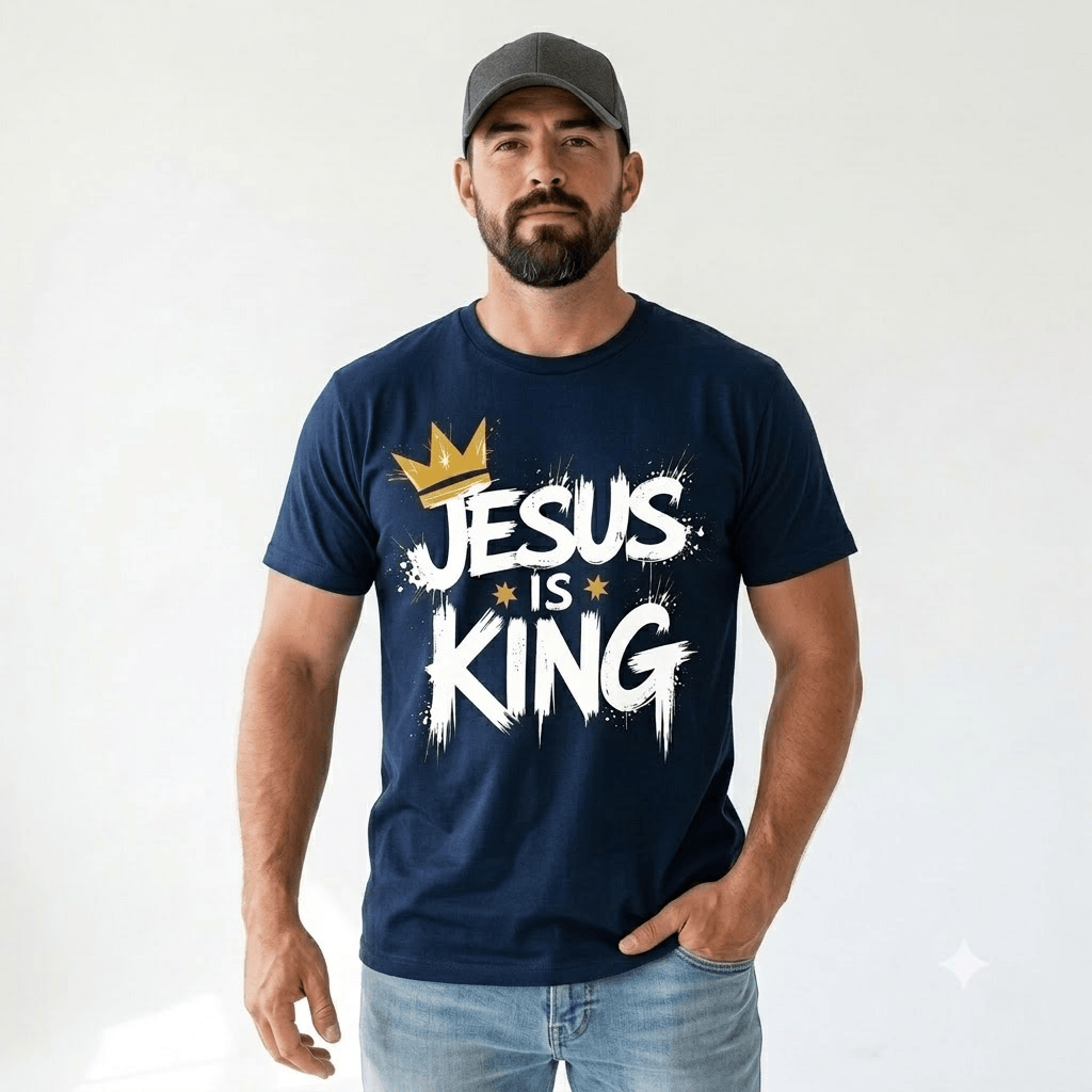 Jesus Is King Crown Logo Dark Green Tee