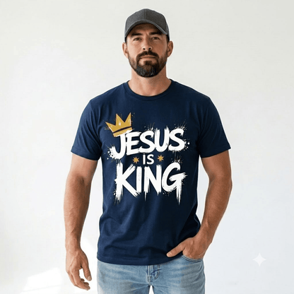 Jesus Is King Crown Logo Dark Green Tee