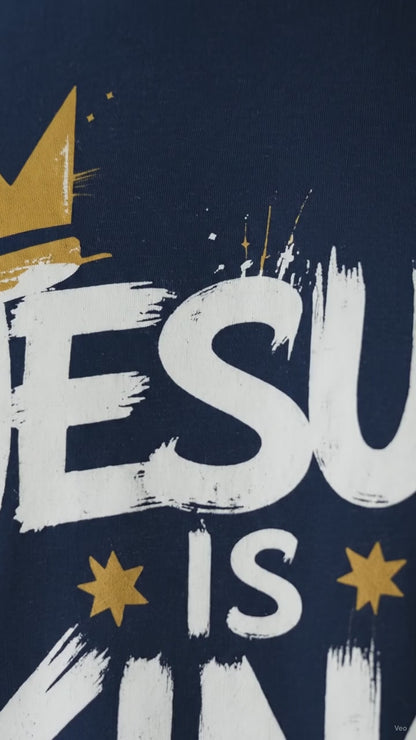 Jesus Is King Crown Logo Dark Green Tee