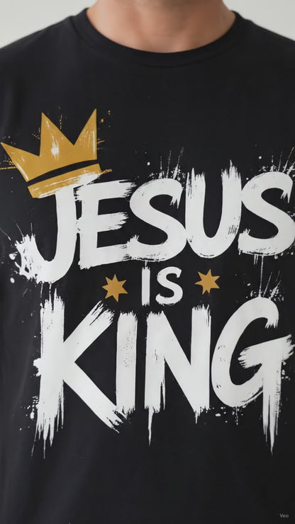 Jesus Is King Crown Logo Dark Green Tee