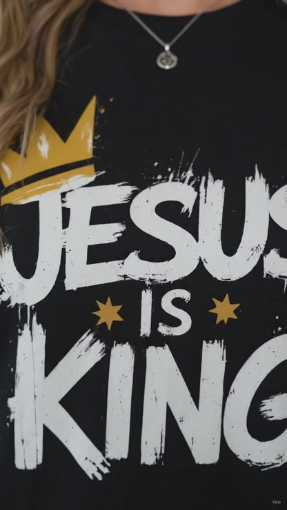 Jesus Is King Crown Logo Dark Green Tee