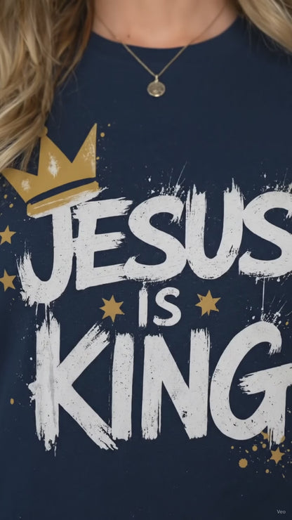 Jesus Is King Crown Logo Dark Green Tee